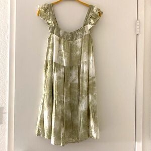 By The River Adorable Soft Shades of Green & Cream Colored Mini Dress